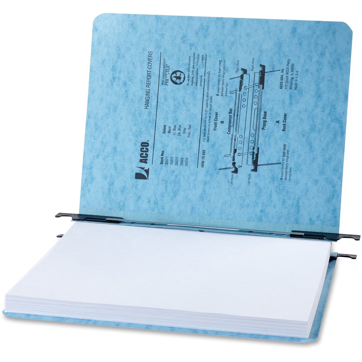 1010067573.jpg ACCO Presstex Letter Recycled Report Cover 2" Folder Capacity - 8 1/2" x 11" - 20 pt. - Tyvek, Presstex - Light Blue - 60{8826c7e0fe2ea3bb918938824ad94787dc1f827f331f3c6073b0f5dd83fa7177} Recycled - 5 / Pack (35072) - Image 1