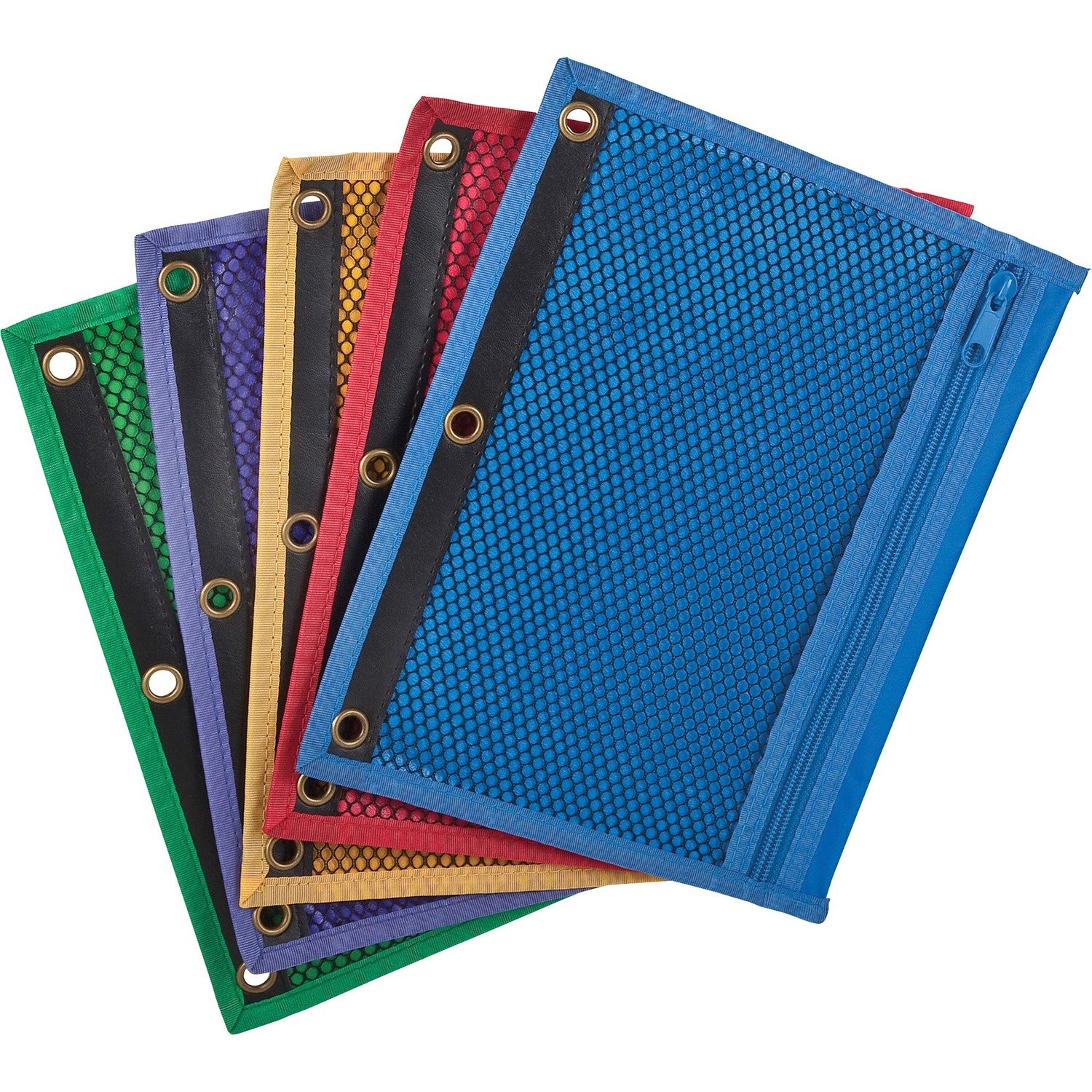 1013028689.jpg Oxford Zipper Binder Pockets For 7 1/2" x 10 1/2" Sheet - Ring Binder - Assorted - Vinyl - 1 Each (68500) - Image 1