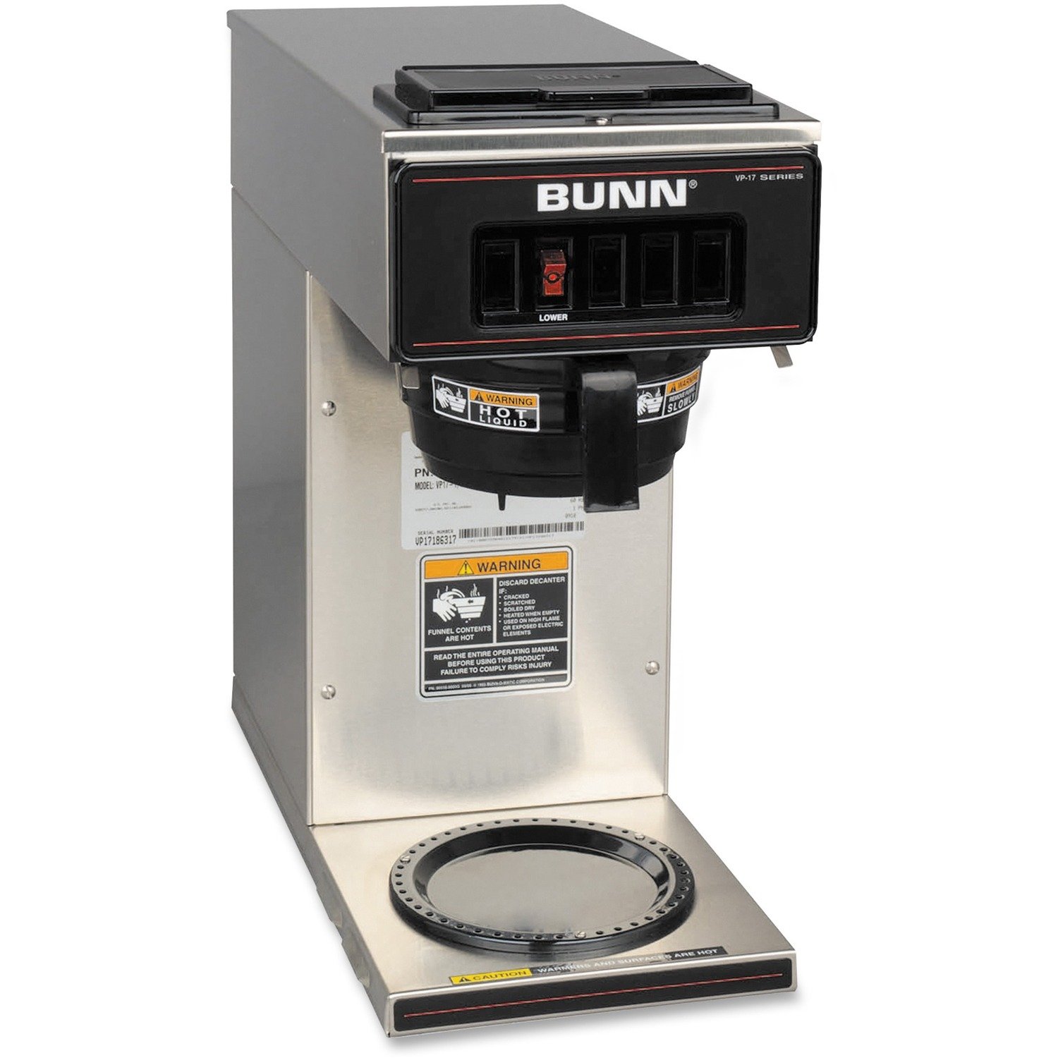 1020759774.jpg BUNN VP17-1 Coffee Brewer 1600 W - 2 quart - 12 Cup(s) - Multi-serve - Stainless Steel - Stainless Steel Body (133000001) - Image 1