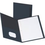 Business Source Letter Recycled Pocket Folder 8 1/2" x 11" - 100 Sheets Capacity - 3 x Prong Fastener(s) - 1/2" Fastener Capacity - 2 Inside Front & Back Pocket(s) - Leatherette - Dark Blue - 35{8826c7e0fe2ea3bb918938824ad94787dc1f827f331f3c6073b0f5dd83fa7177} Recycled - 25 / Box (BSN78508)
