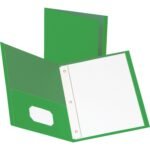 Business Source Letter Recycled Pocket Folder 8 1/2" x 11" - 100 Sheets Capacity - 3 x Prong Fastener(s) - 1/2" Fastener Capacity - 2 Inside Front & Back Pocket(s) - Leatherette - Green - 35{8826c7e0fe2ea3bb918938824ad94787dc1f827f331f3c6073b0f5dd83fa7177} Recycled - 25 / Box (BSN78509)