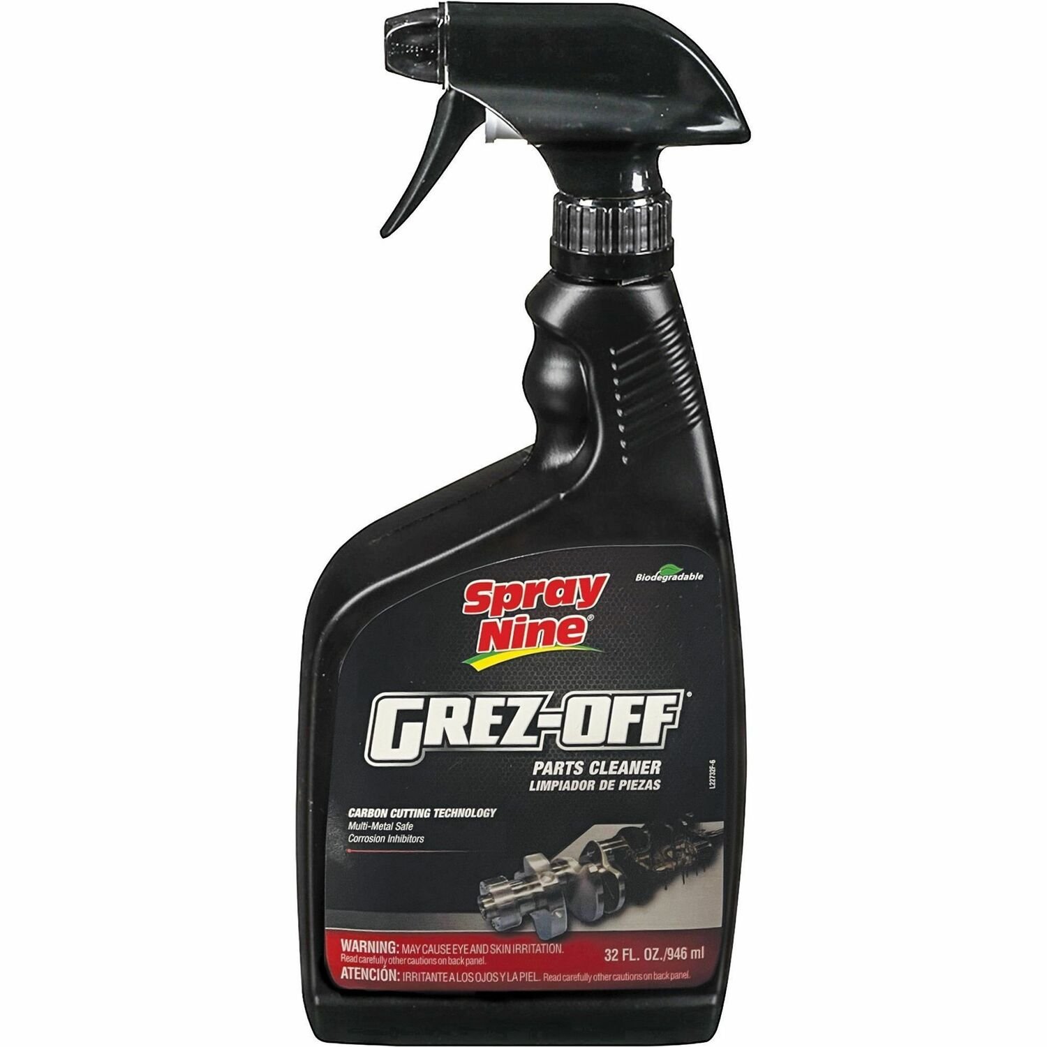 1022643021.jpg Spray Nine Grez-Off Parts Cleaner Degreaser For Tool, Floor, Wall, Stainless Steel, Chrome, Engine, Machinery, Workbench, Asphalt, Condenser Coil, Exhaust Hood - 32 fl oz (1 quart) - Recommended For: Grease Remover, Dirt Remover - Non-flammable, S (22732) - Image 1
