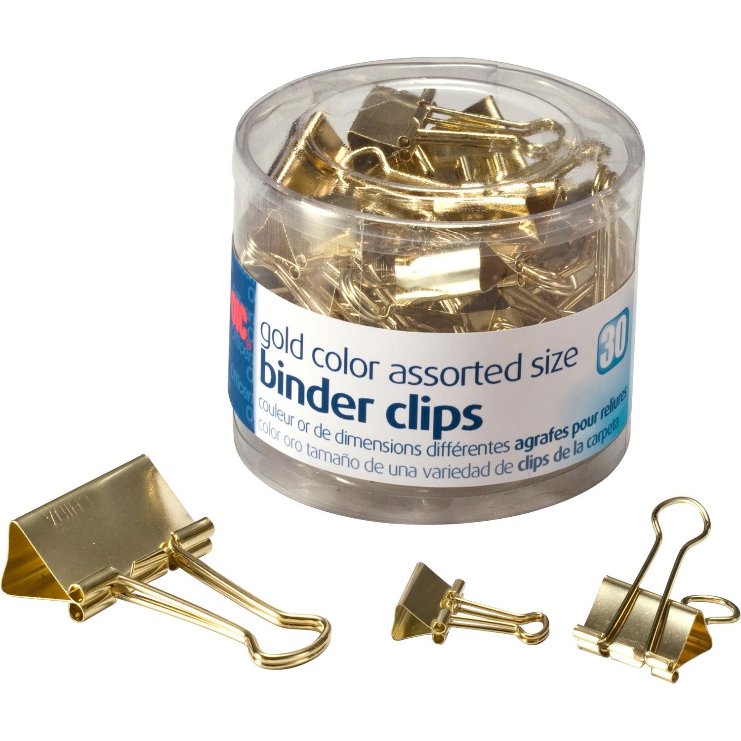 1023555809.jpg Officemate Assorted Size Binder Clips Gold - Metal - 30 / Pack (31022) - Image 1