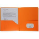 Business Source Letter Portfolio 8 1/2" x 11" - 30 Sheets Capacity - 2 Pocket(s) - Orange - Durable, Spill Resistant, Wear Resistant, Card Holder - 1 Each (BSN20883)