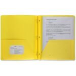 Business Source Letter Portfolio 8 1/2" x 11" - 50 Sheets Capacity - 3 x Prong Fastener(s) - 2 Pocket(s) - Yellow - Durable, Spill Resistant, Wear Resistant, Card Holder - 1 Each (BSN20884)