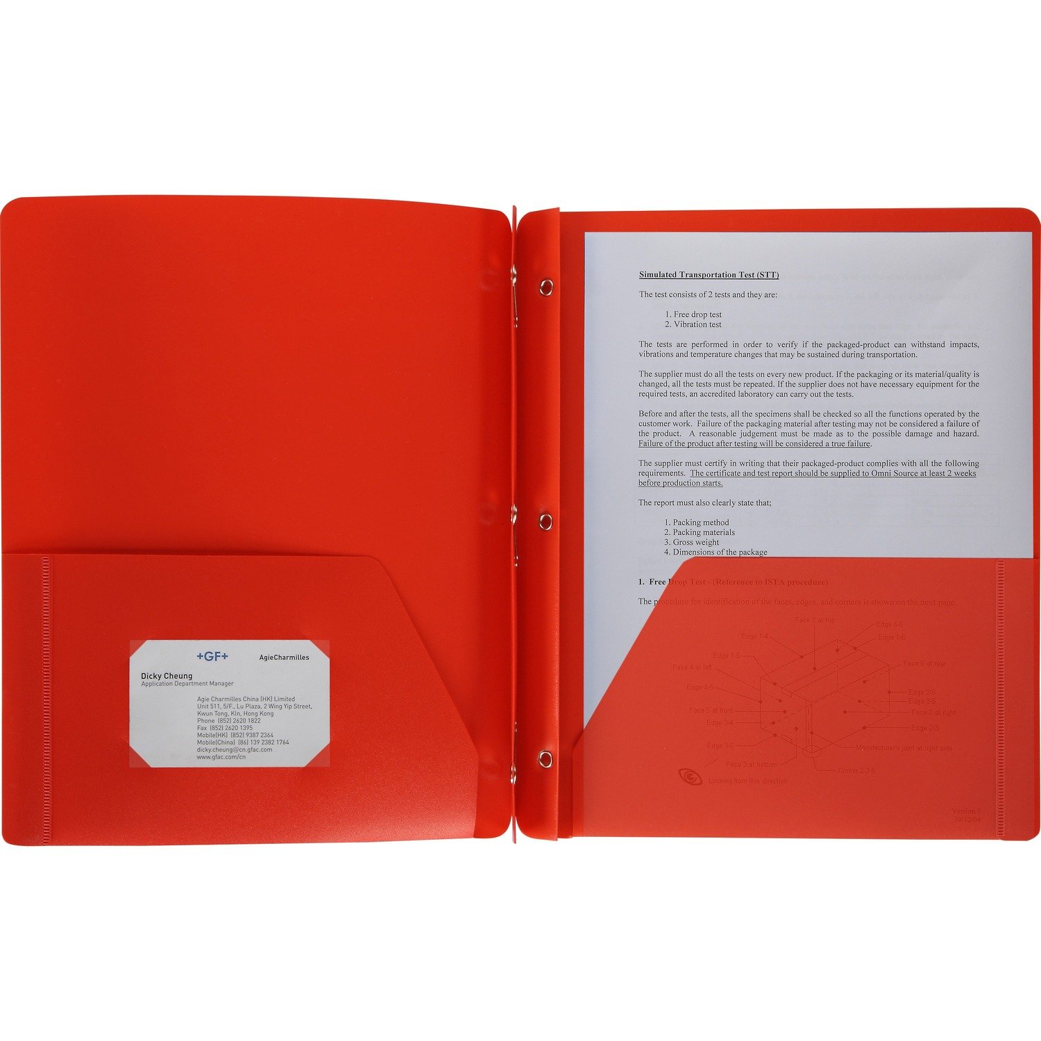1030264116.jpg Business Source Letter Portfolio 8 1/2" x 11" - 50 Sheets Capacity - 3 x Prong Fastener(s) - 2 Pocket(s) - Red - 1 Each (BSN20887) - Image 1