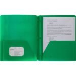 Business Source Letter Portfolio 8 1/2" x 11" - 50 Sheets Capacity - 3 x Prong Fastener(s) - 2 Pocket(s) - Green - Durable, Spill Resistant, Wear Resistant, Card Holder - 1 Each (BSN20888)