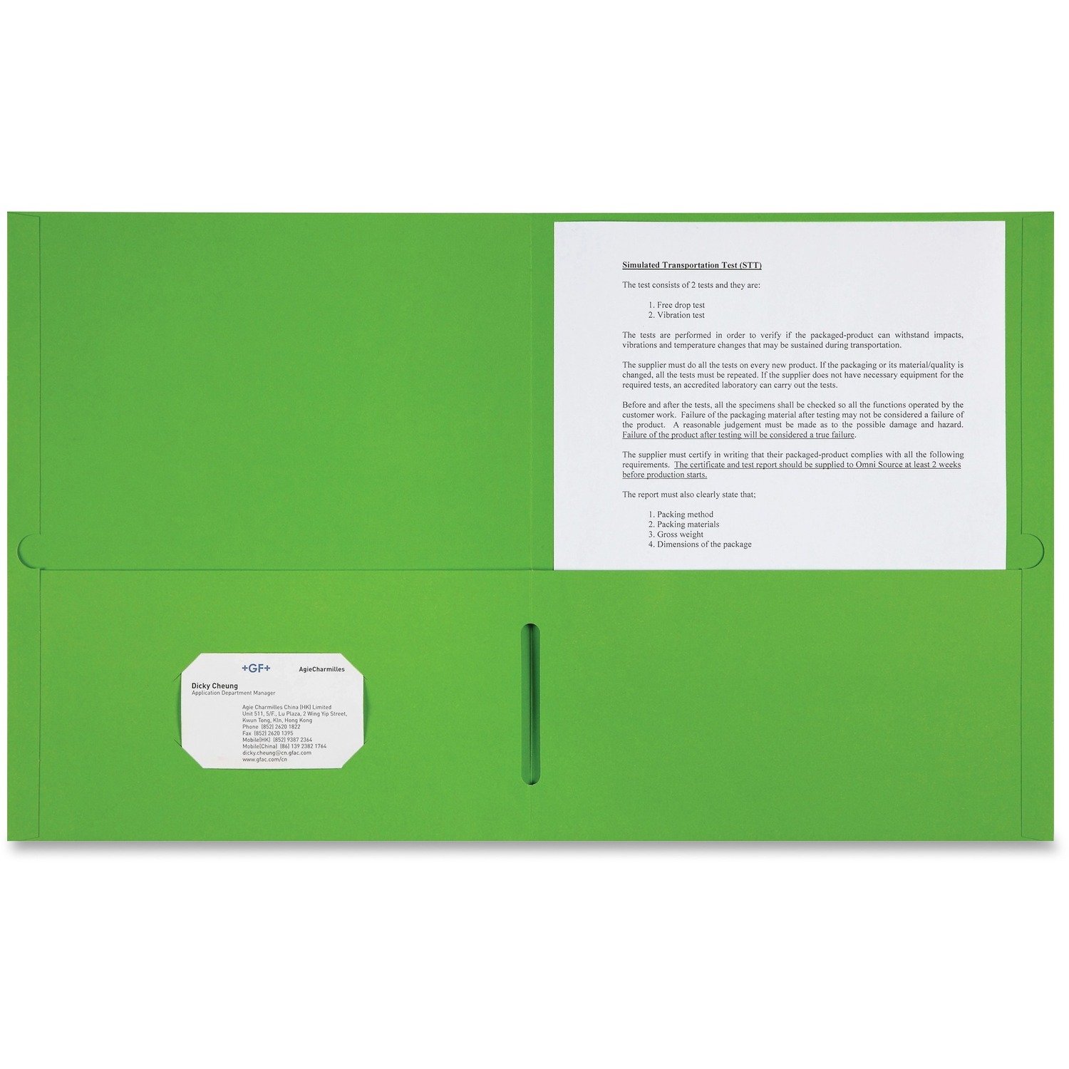1032791435.jpg Sparco Letter Pocket Folder 8 1/2" x 11" - 2 Internal Pocket(s) - Apple Green - 25 / Box (78552) - Image 1