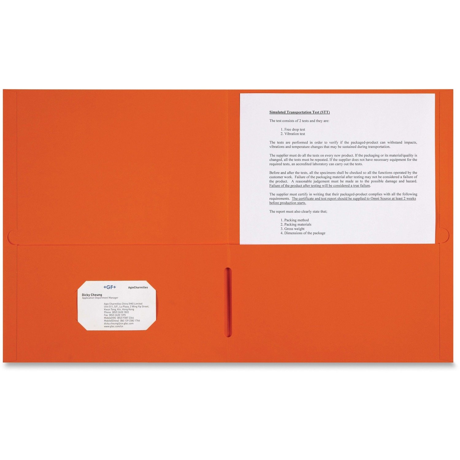 1032791464.jpg Sparco Letter Pocket Folder 8 1/2" x 11" - 2 Internal Pocket(s) - Orange - 25 / Box (78551) - Image 1