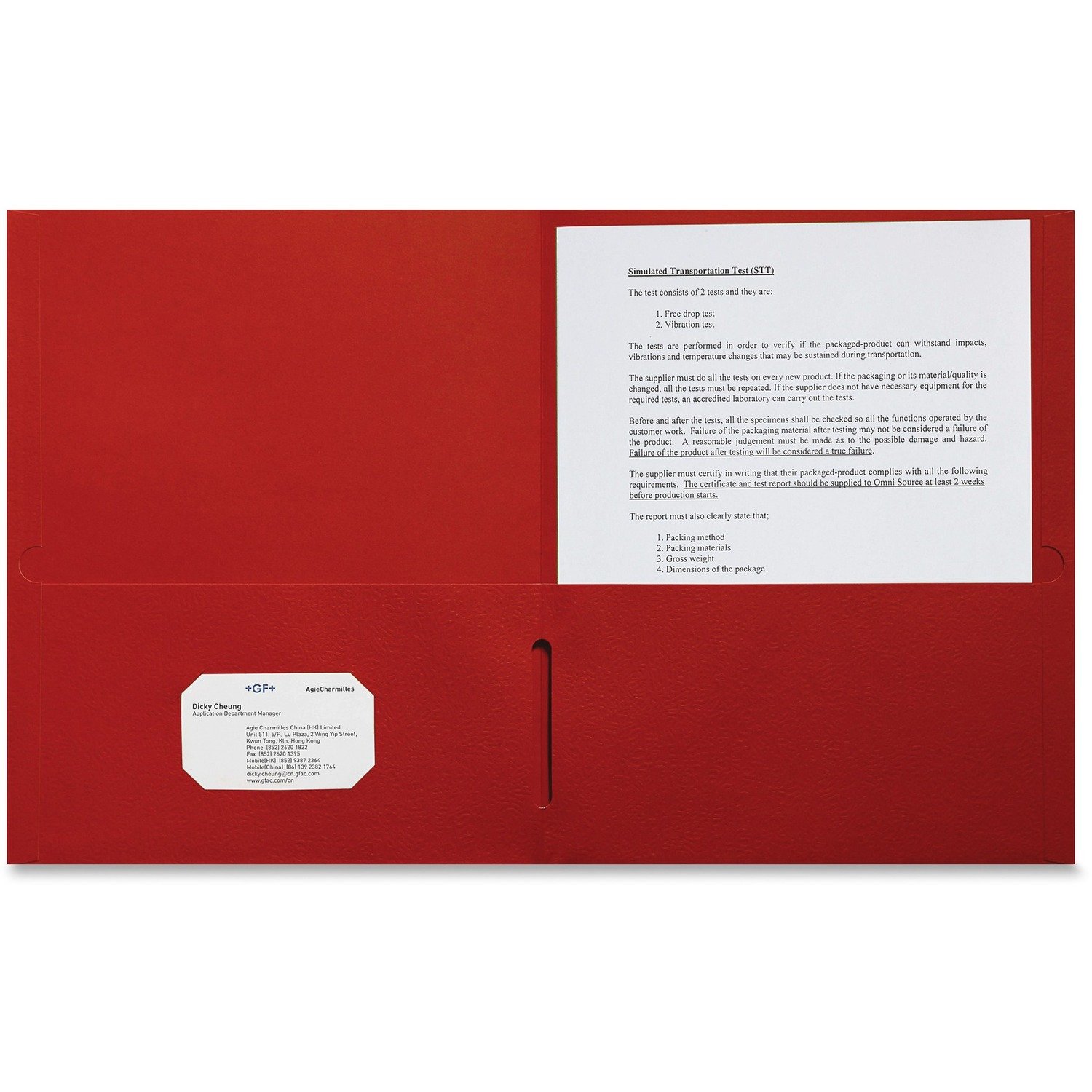 1032791466.jpg Sparco Letter Pocket Folder 8 1/2" x 11" - 2 Internal Pocket(s) - Red - 25 / Box (78547) - Image 1