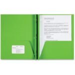 Sparco Letter Pocket Folder 8 1/2" x 11" - 3 x Double Prong Fastener(s) - 2 Internal Pocket(s) - Apple Green - 25 / Box (78542)