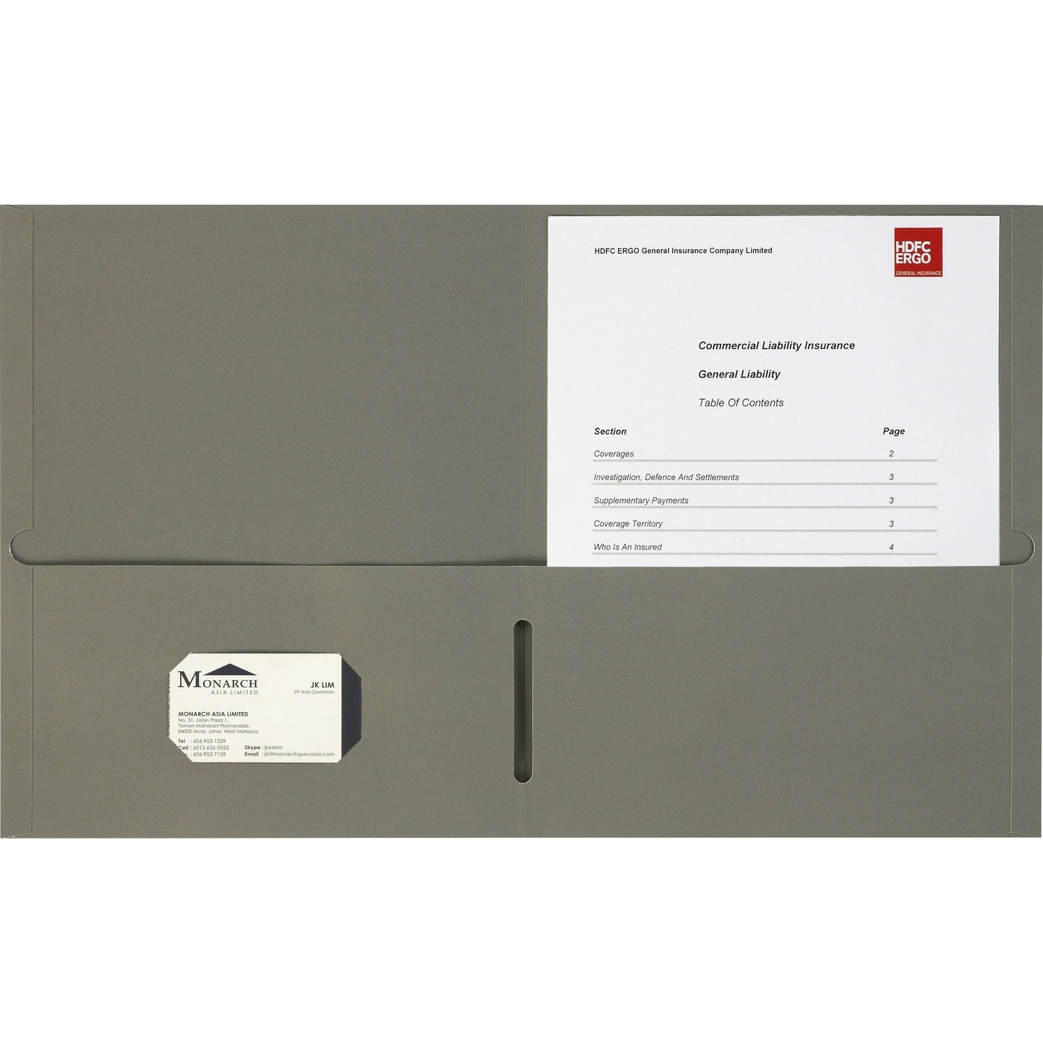 1039042197.jpg Business Source Letter Portfolio 8 1/2" x 11" - 125 Sheets Capacity - Inside Front & Back Pocket(s) - Gray - Card Holder - 25 / Box (BSN78553) - Image 1