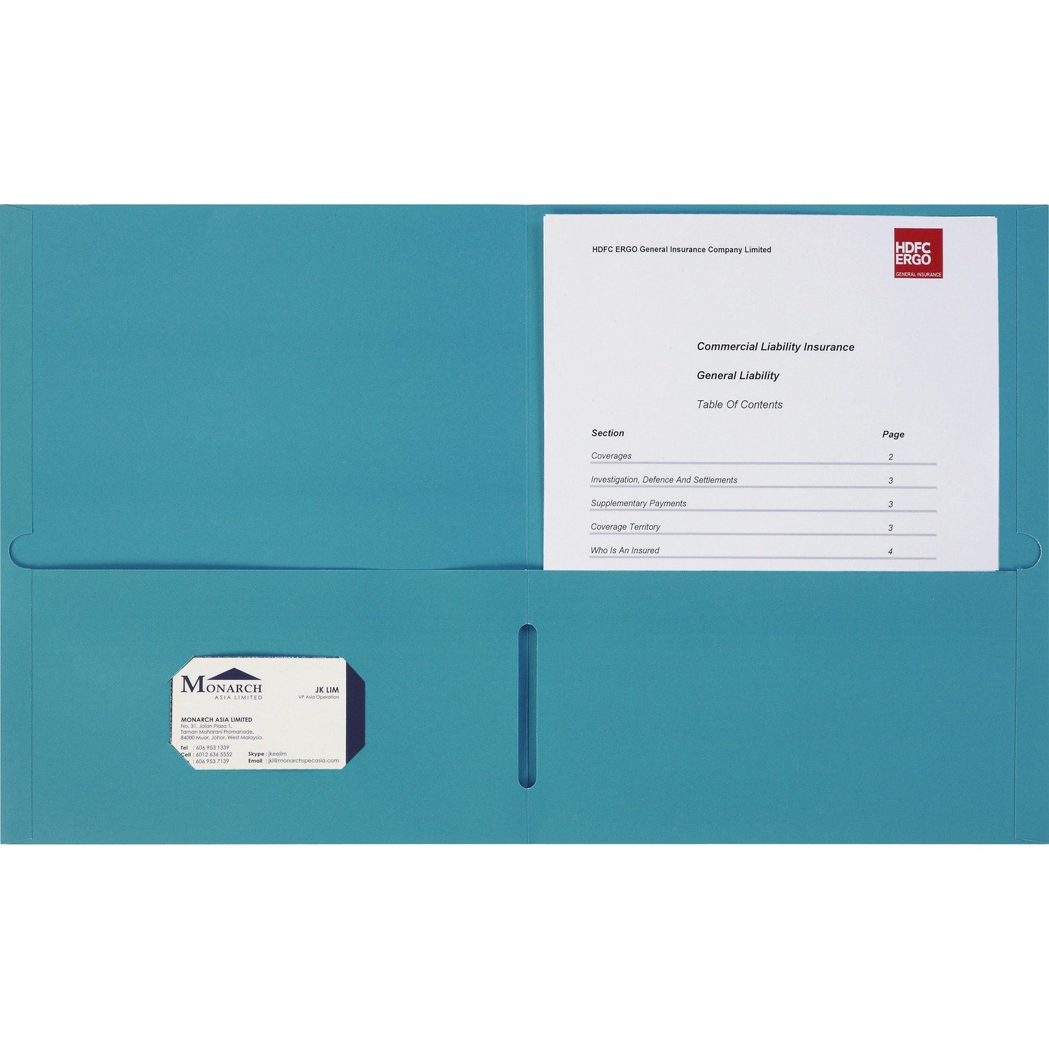 1039042199.jpg Business Source Letter Portfolio 8 1/2" x 11" - 125 Sheets Capacity - 2 Inside Front & Back Pocket(s) - Teal - 25 / Box (BSN78555) - Image 1