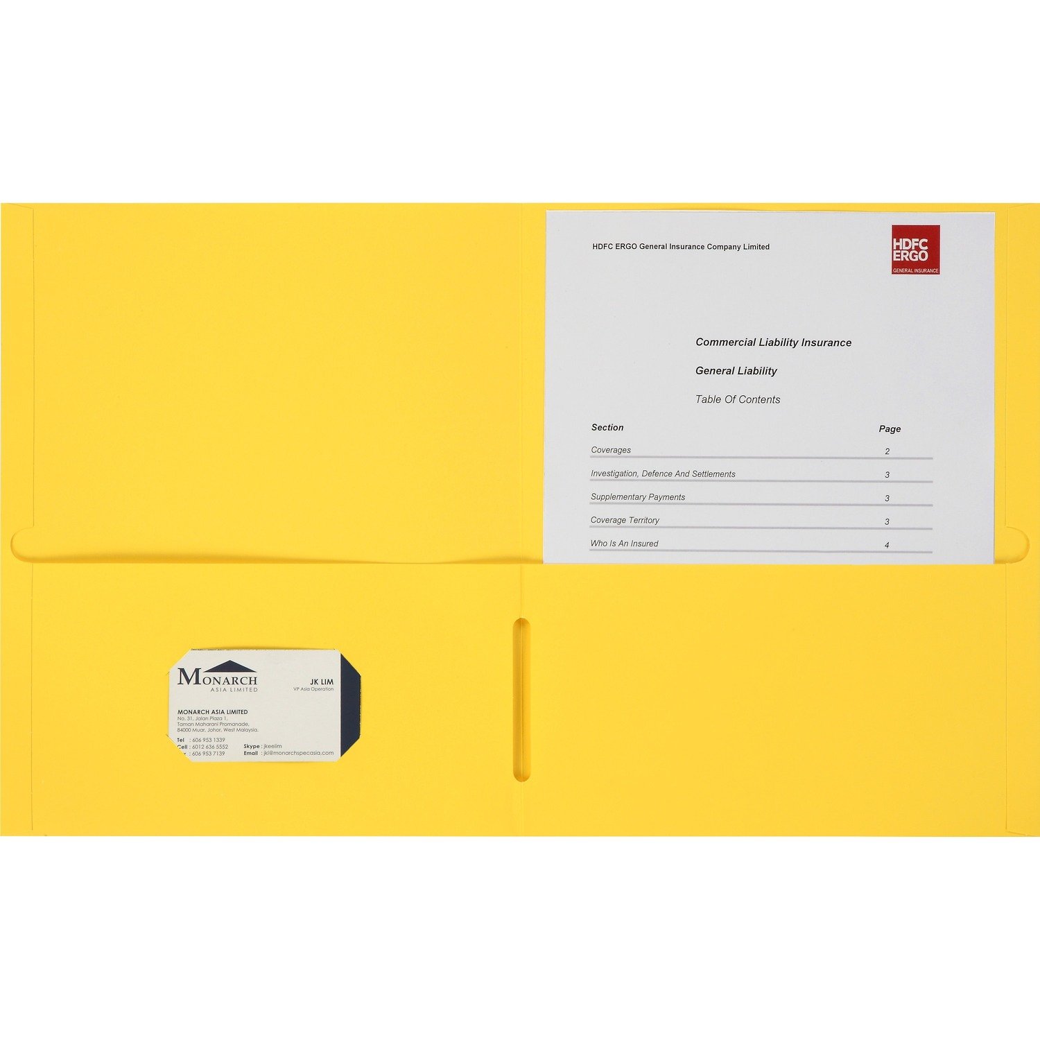 1039042200.jpg Business Source Letter Portfolio 8 1/2" x 11" - 125 Sheets Capacity - Inside Front & Back Pocket(s) - Yellow - Card Holder - 25 / Box (BSN78556) - Image 1