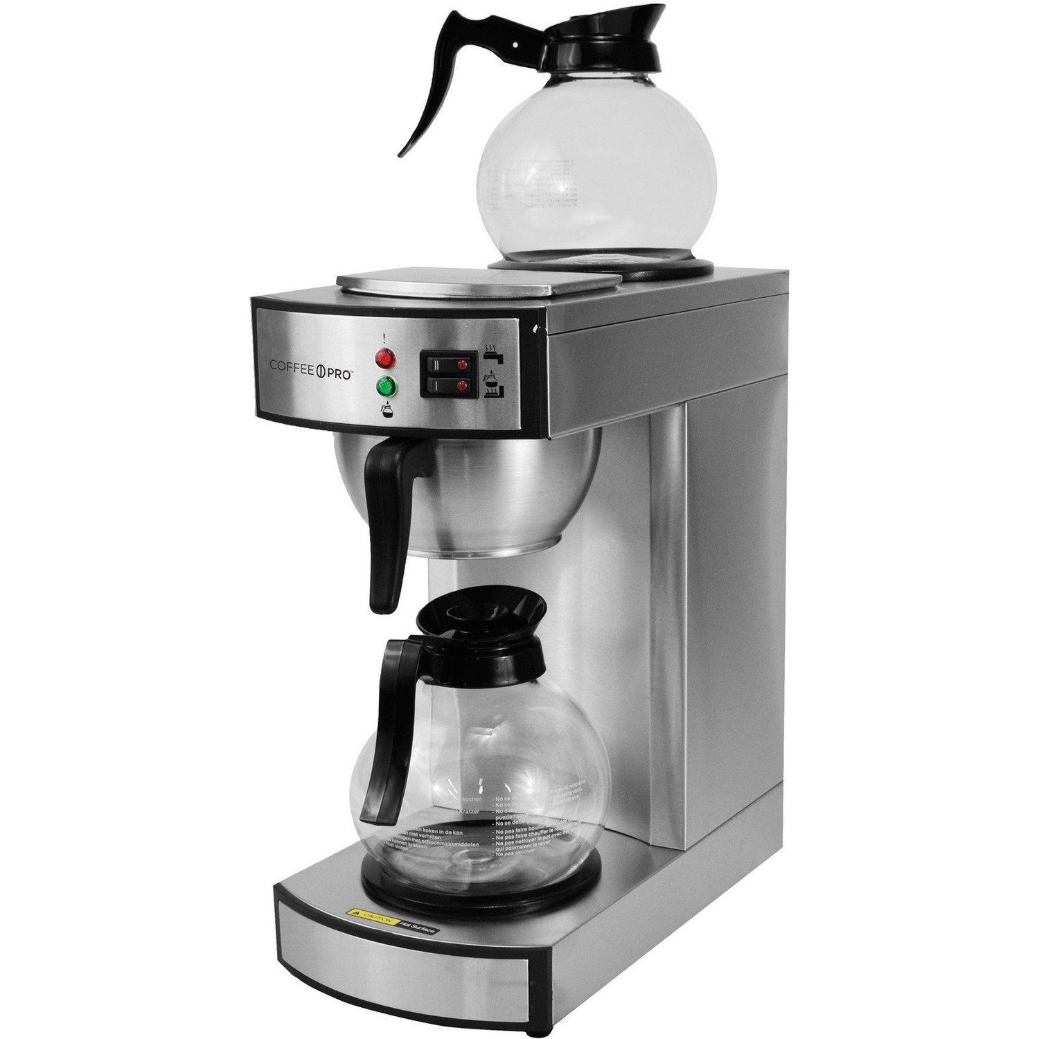 1040192220.jpg Coffee Pro Twin Warmer Institutional Coffee Maker 2.32 quart - 12 Cup(s) - Multi-serve - Stainless Steel - Stainless Steel Body (CPRLG2) - Image 1
