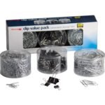 Officemate Clip Value Pack Jumbo - No. 2 - 13" Width - 10 Sheet Capacity - for Document, Paper - Smooth, Reusable, Storage Tub - Black, Silver - Metal - 1 Each (97300)