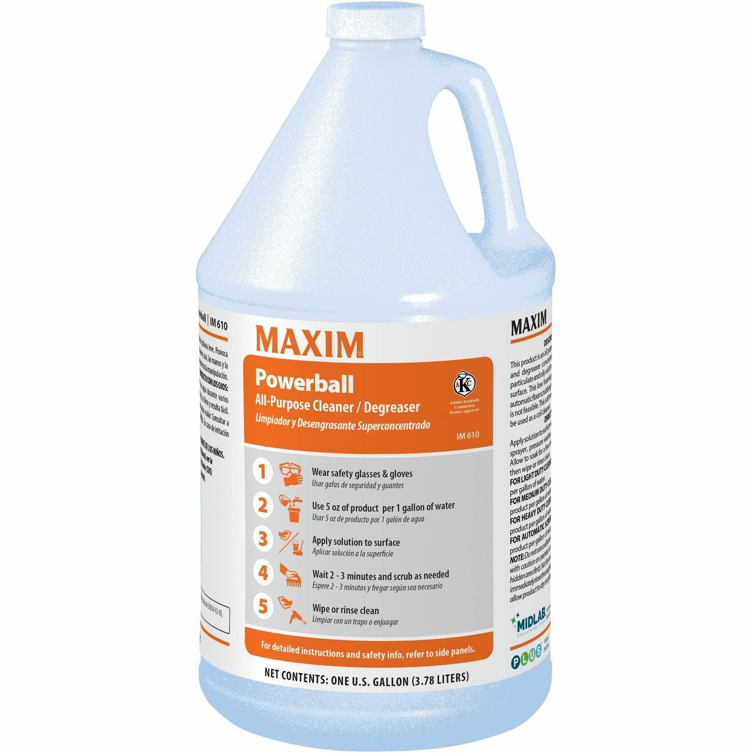 1082255392.jpg Midlab All-Purpose Butyl-Based Cleaner & Degreaser For Multipurpose - Concentrate - Liquid - 128 fl oz (4 quart) - Low Foaming - White - 4 / Carton (06100041) - Image 1
