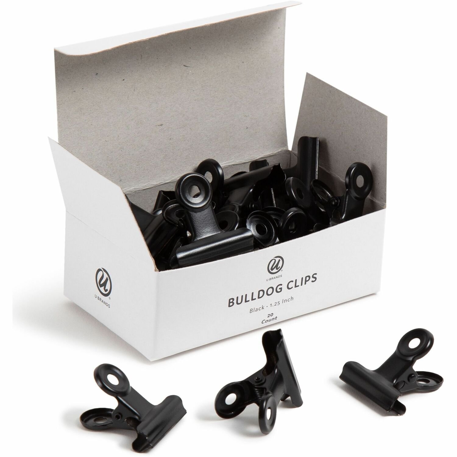 1083826771.jpg U Brands Bulldog Clip 1.3" Width - 100 Sheet Capacity - for Office, Paper, Home, School, Photo, Project, Classroom, Document, Notes, Assignment - Acid-free, Durable, Reusable, Non-slip Grip, Non-magnetic, Non-toxic - Black - Metal, Steel - 20 (3610U0624) - Image 1