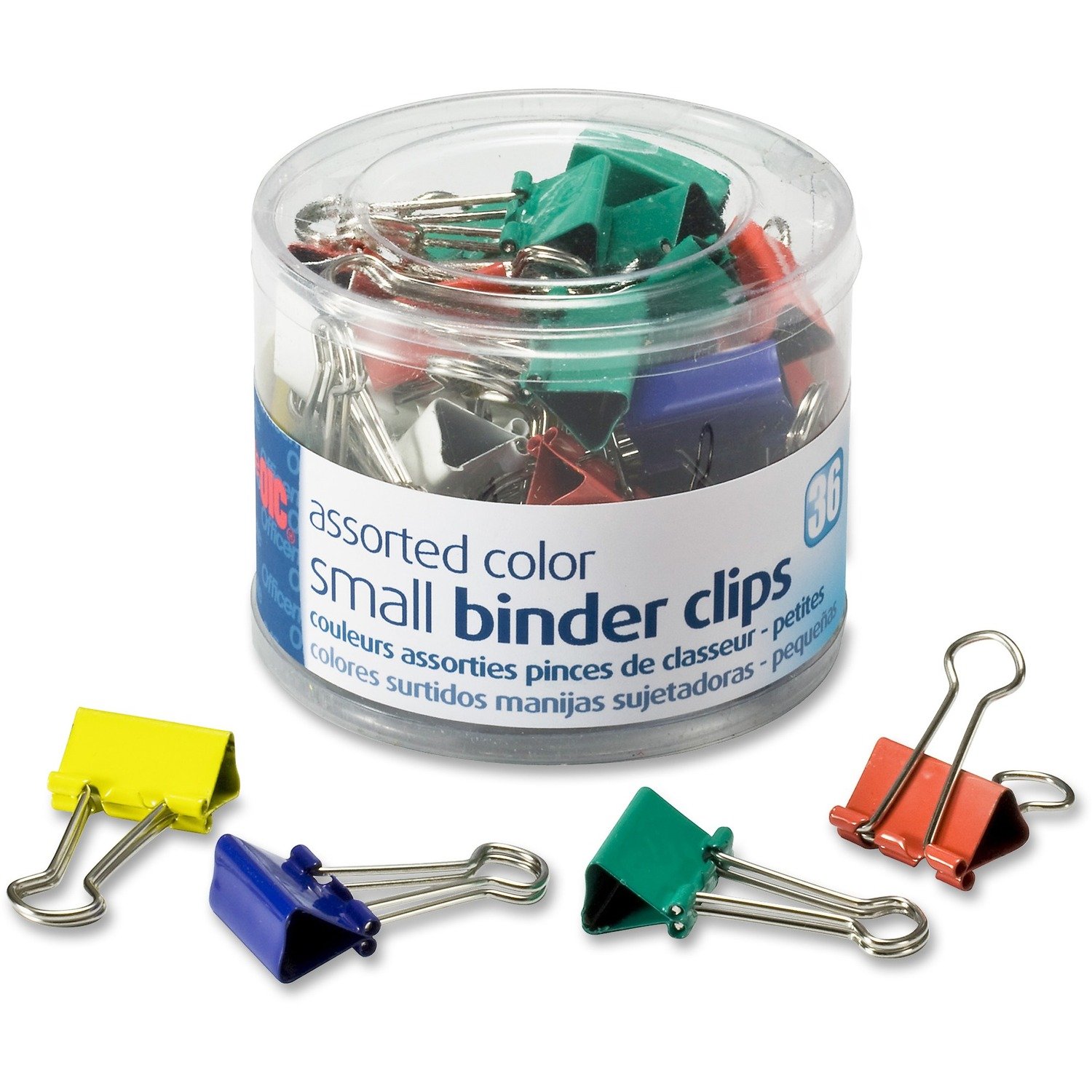 11965910.jpg Officemate Binder Clips Small - 0.38" Size Capacity - Assorted - 36 / Pack (31028) - Image 1