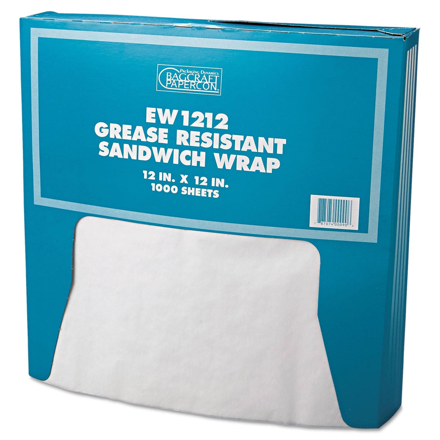 147418.jpg Bagcraft Grease-Resistant Paper Wraps and Liners, 12 x 12, White, 1,000/Box, 5 Boxes/Carton (057012) - Image 1