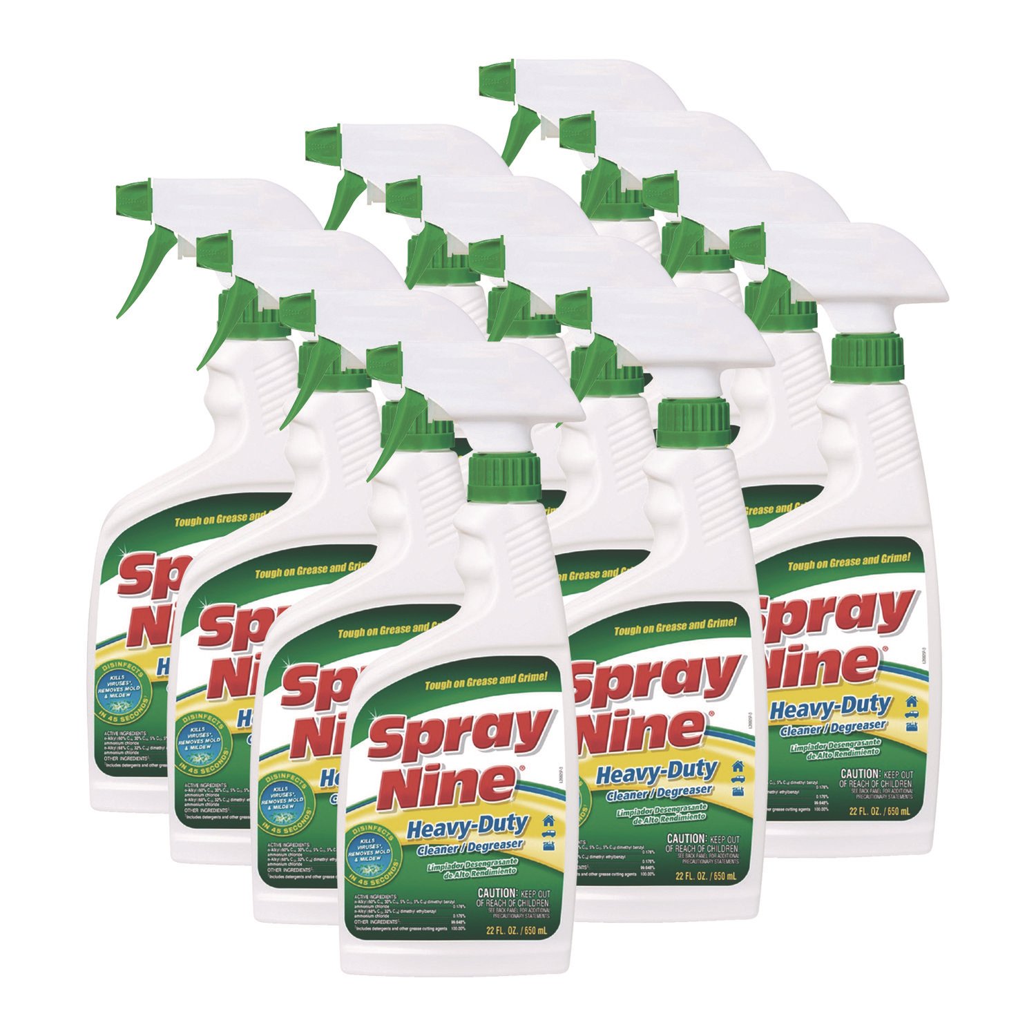 15008995.jpg Spray Nine Heavy Duty Cleaner/Degreaser/Disinfectant, Citrus Scent, 22 oz Trigger Spray Bottle, 12/Carton (26825) - Image 1