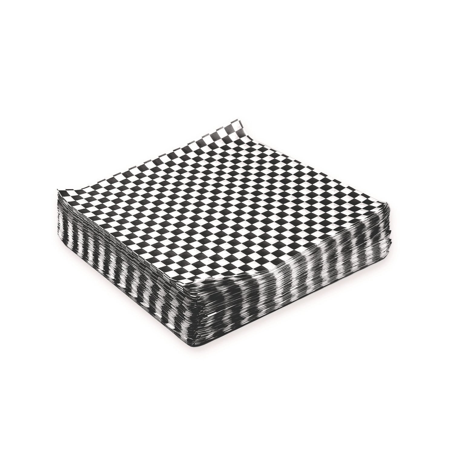 15012809.jpg Paterson Grease-Resistant Food Wrap, 12" x 12", Black Check, 5,000/Carton (WG01006) - Image 1