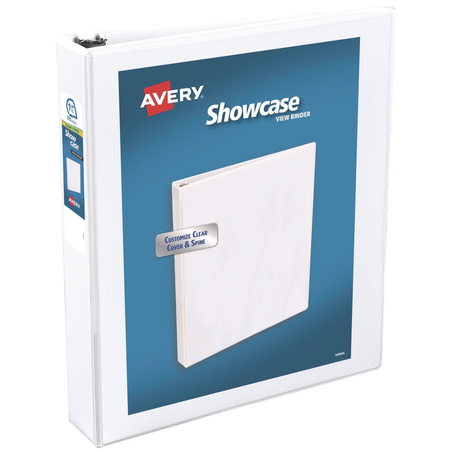 15016309.jpg Avery Showcase Economy View Binders with Slant Rings, 3 Rings, 1.5" Capacity, 11 x 8.5, White (19651) - Image 1