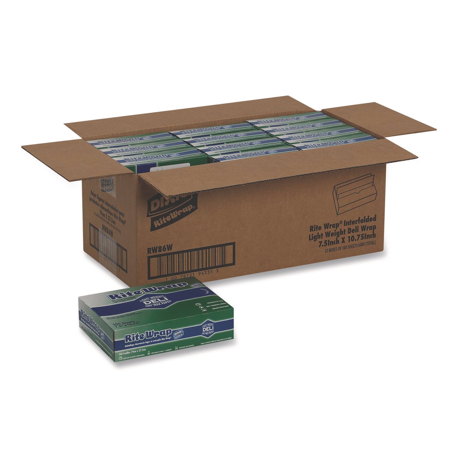 15060977.jpg Dixie Dispens-A-Wax Waxed Deli Patty Paper, 10.75 x 7.5, 500/Box, 12 Boxes/Carton (RW86W) - Image 1