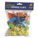 Officemate Smiling Face Binder Clips, Medium, Assorted Colors, 36/Pack (31095)