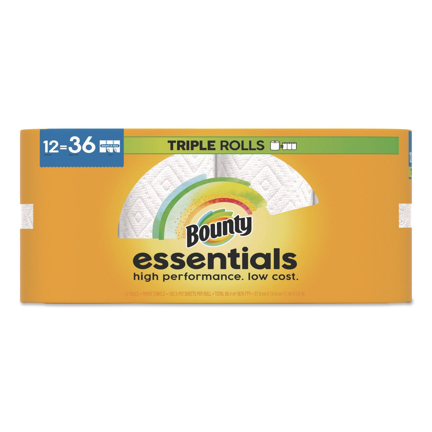 15083333.jpg Bounty® Essentials Kitchen Paper Towel Rolls, 2-Ply, 162 Sheet Rolls, 12 Rolls (16681) - Image 1