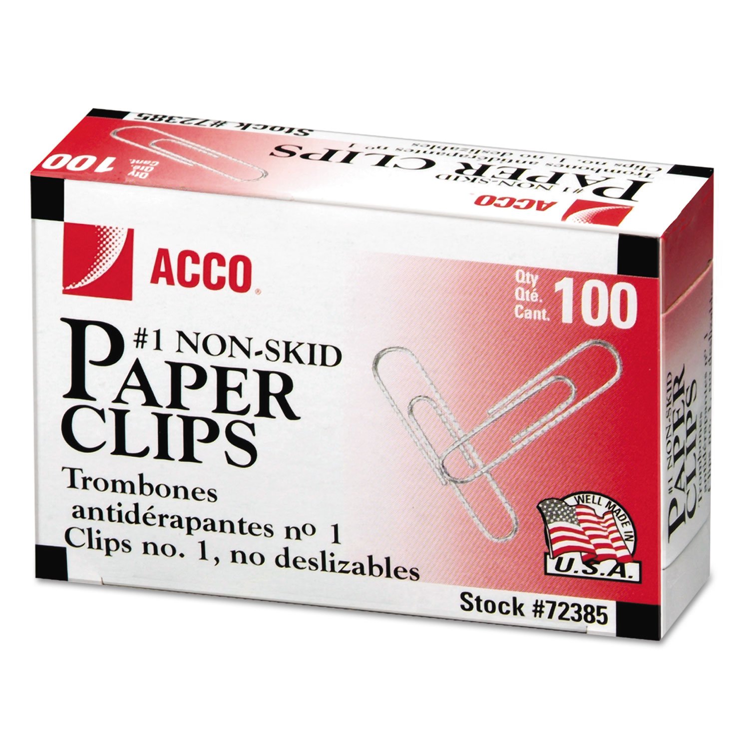 237664.jpg Acco® Economy Paper Clips, Steel Wire, No. 1, 1,000 Paper Clips (72385) - Image 1