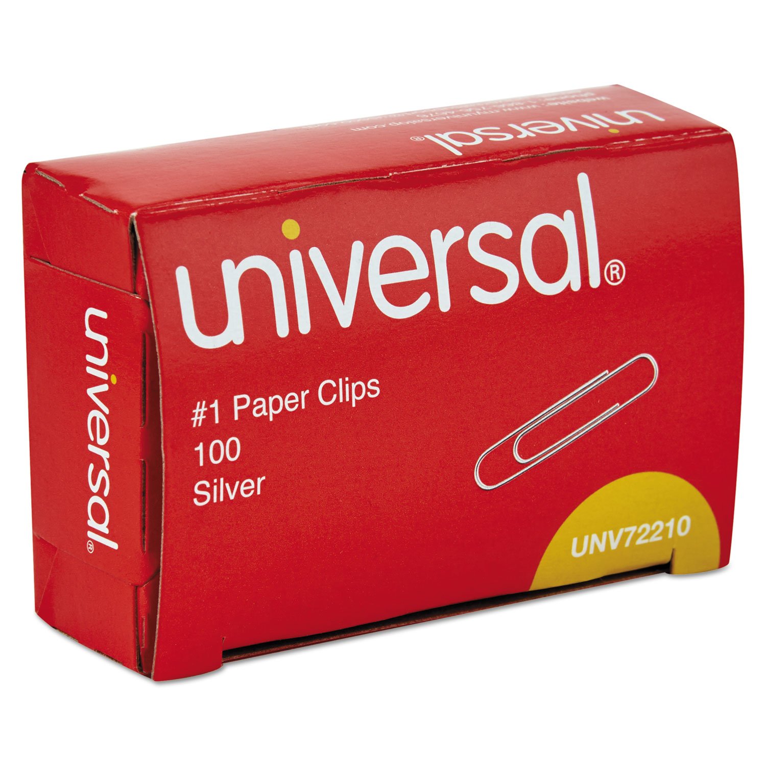 259121.jpg Universal Paper Clips, #1, Smooth, Silver, 100 Clips/Box, 10 Boxes/Pack (UNV72210) - Image 1
