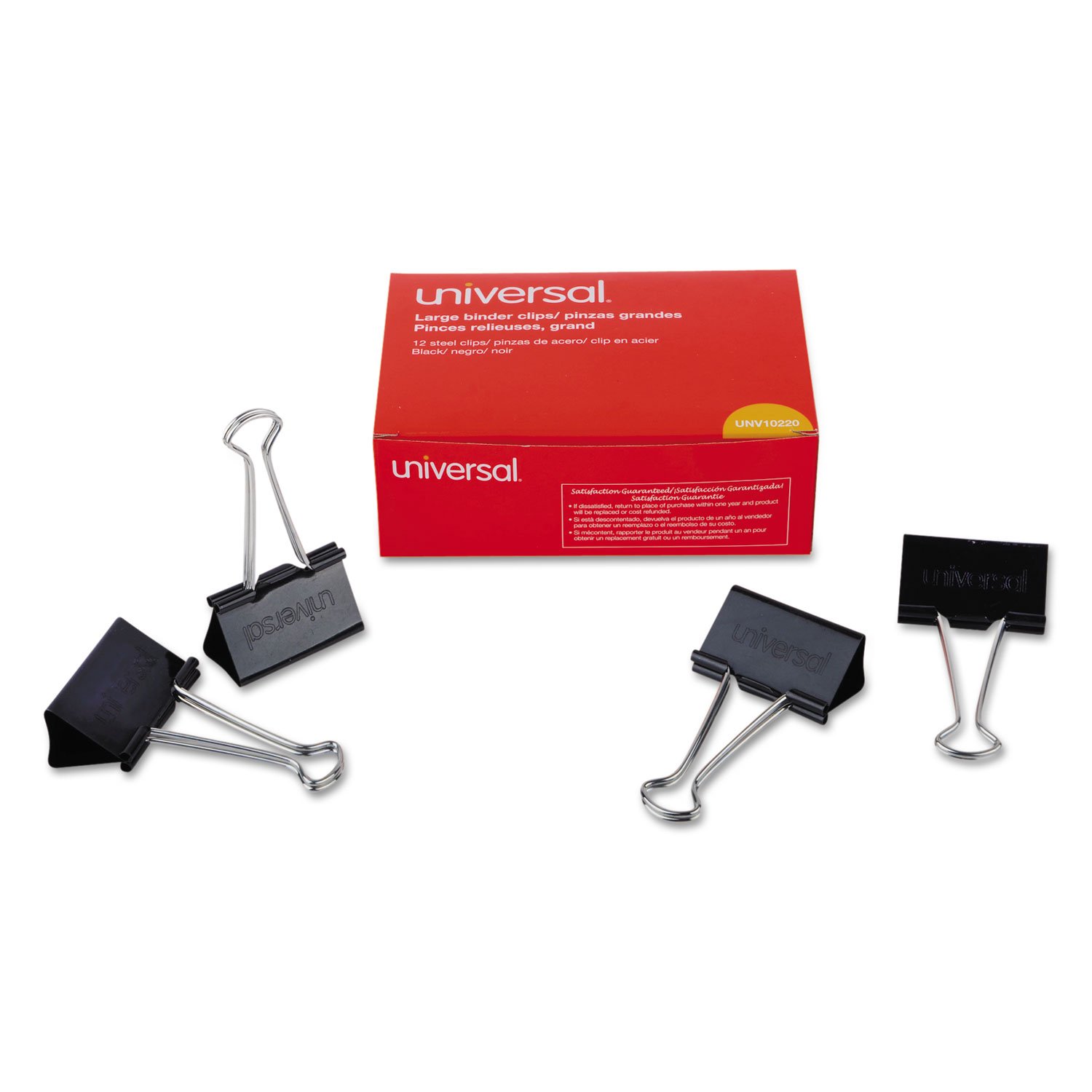 268001.jpg Universal Binder Clips, Large, Black/Silver, 12/Box (UNV10220) - Image 1