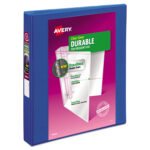 Avery Durable View Binder with DuraHinge and Slant Rings, 3 Rings, 1" Capacity, 11 x 8.5, Blue (17014)