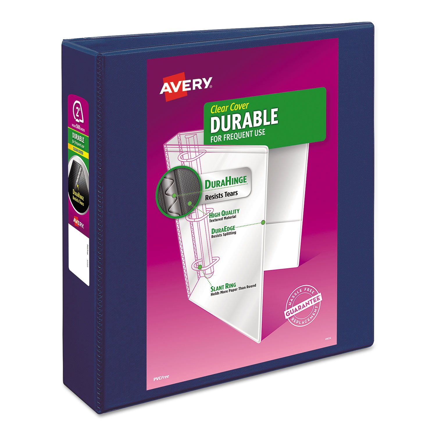 304015.jpg Avery Durable View Binder with DuraHinge and Slant Rings, 3 Rings, 2" Capacity, 11 x 8.5, Blue (17034) - Image 1