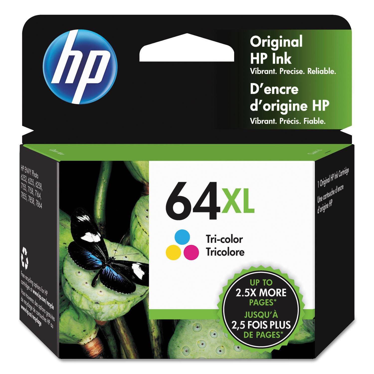 306583.jpg HP 64XL, (N9J91AN) High-Yield Tri-Color Original Ink Cartridge - Image 1