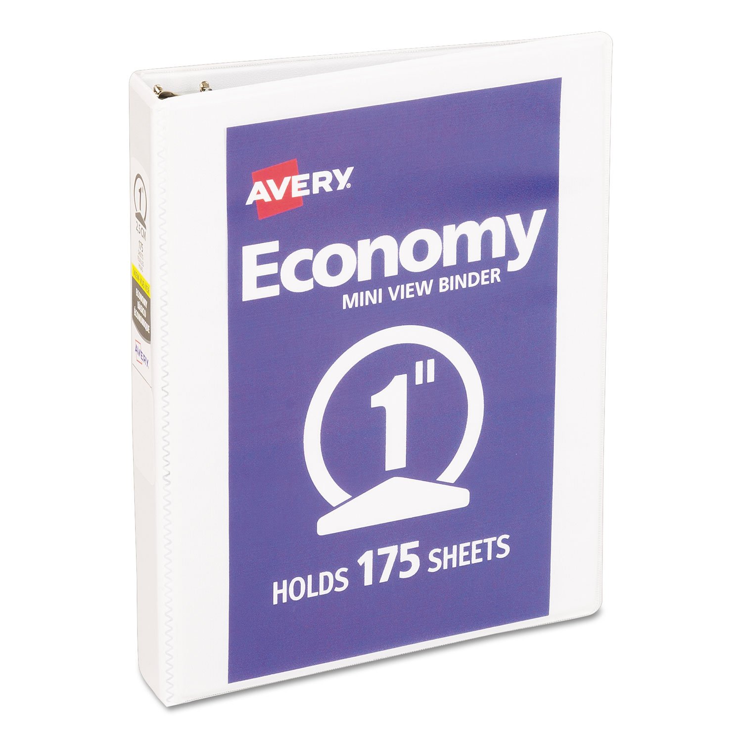 306862.jpg Avery Economy View Binder with Round Rings , 3 Rings, 1" Capacity, 8.5 x 5.5, White, (5806) (05806) - Image 1