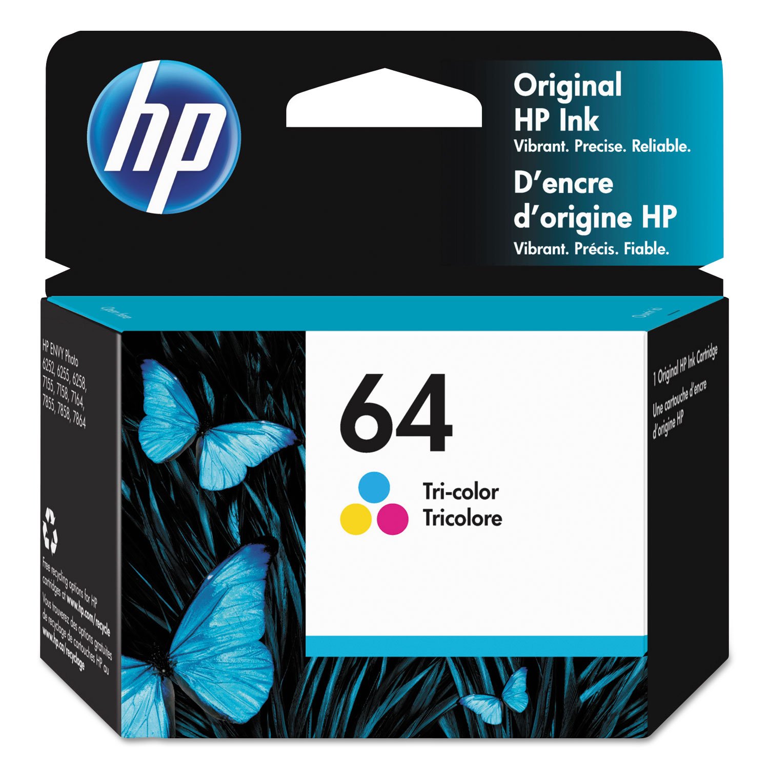 307845.jpg HP 64, (N9J89AN) Tri-Color Original Ink Cartridge - Image 1