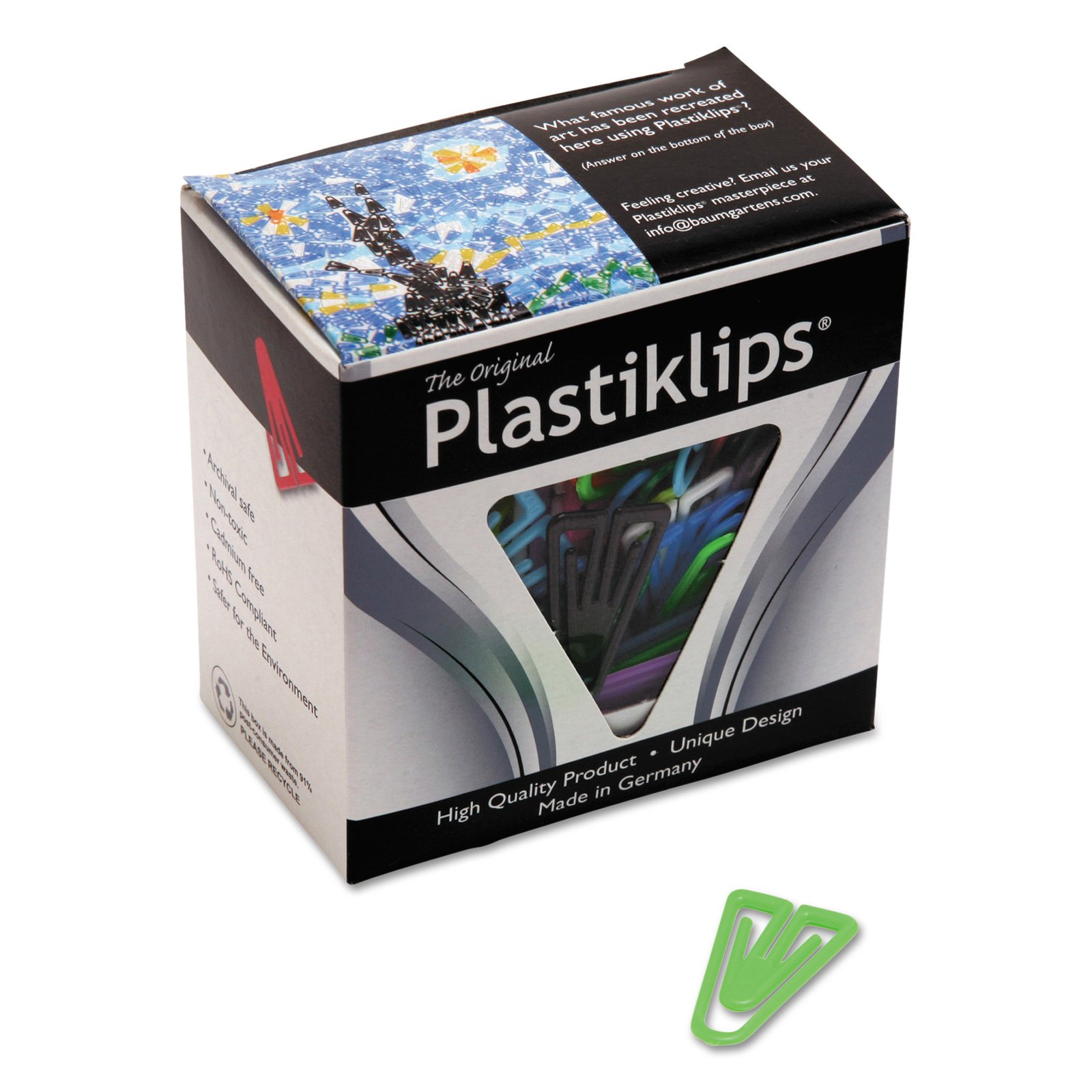 312284.jpg Baumgartens Plastiklips Paper Clips, Large, Smooth, Assorted Colors, 200/Box (LP0600) - Image 1