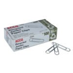 Acco® Recycled Paper Clips, Jumbo, 100/Box, 10 Boxes/Pack (72525)