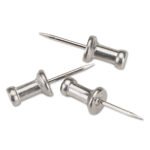 GEM Aluminum Head Push Pins, Aluminum, Silver, 0.5", 100/Box (CPAL4)