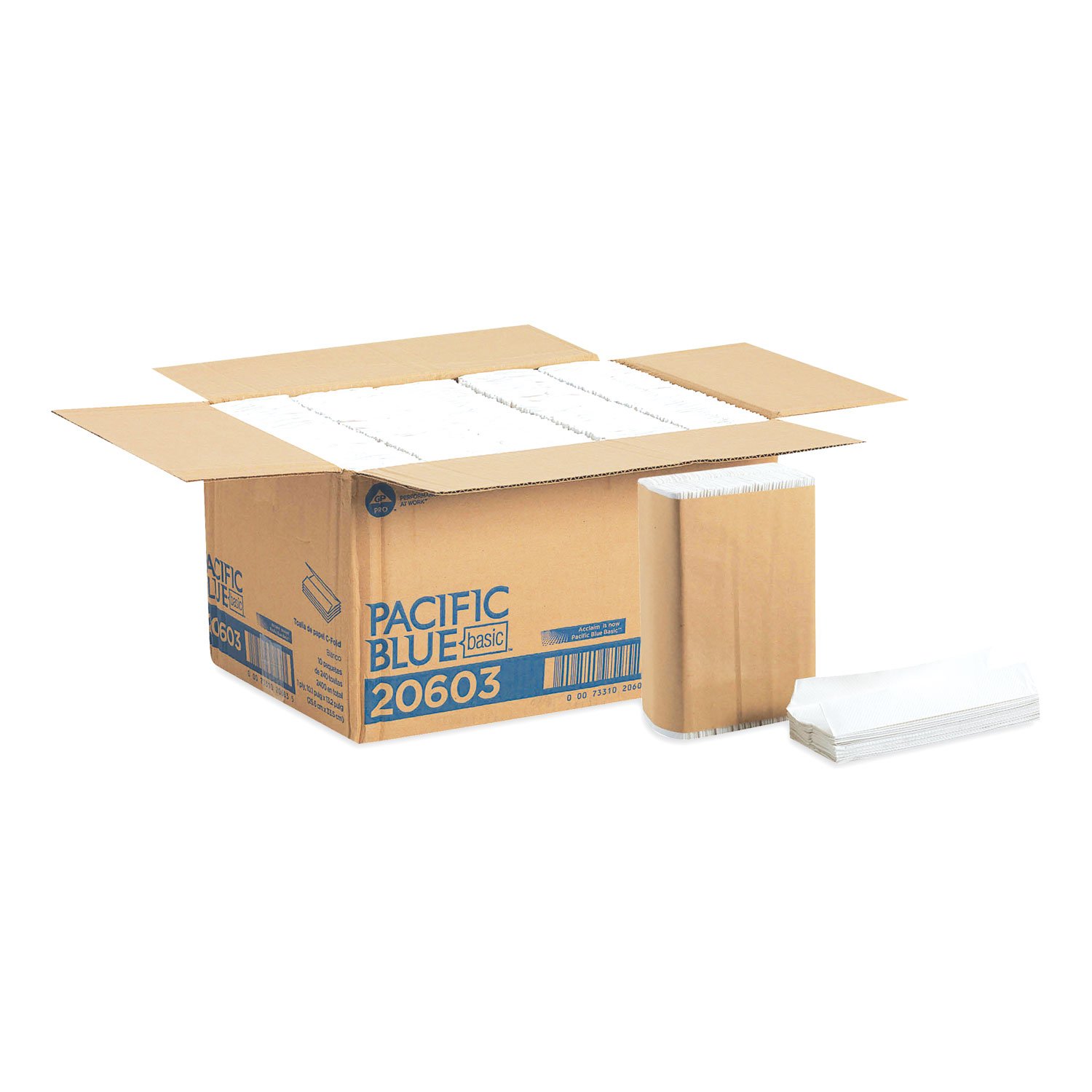 602713.jpg Pacific Blue™ Basic C-Fold Paper Towels, 1-Ply, White, 2400 Towels (20603) - Image 1