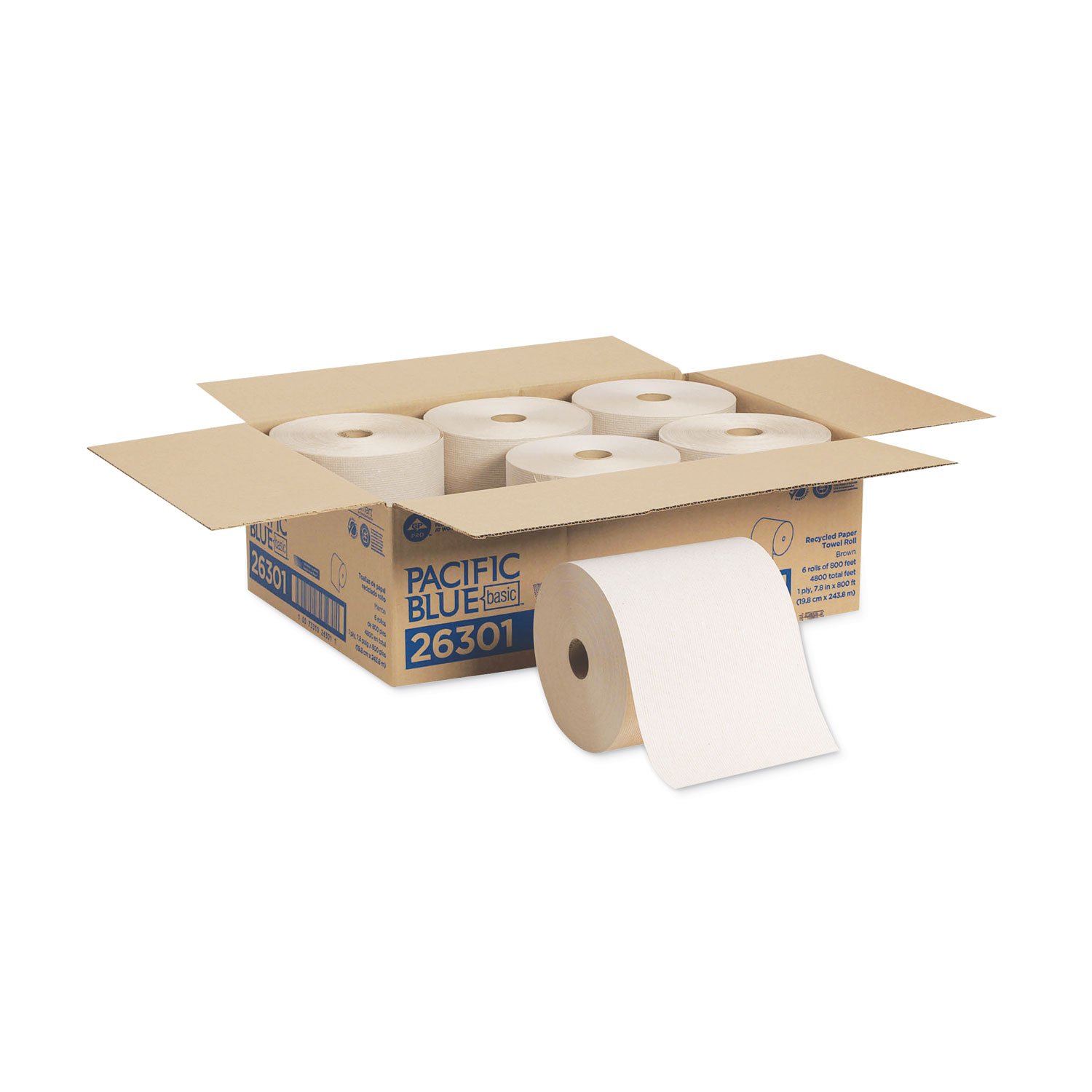 610233.jpg Pacific Blue® Hardwound Paper Towels, Brown, 800-ft., 6 Rolls (26301) - Image 1
