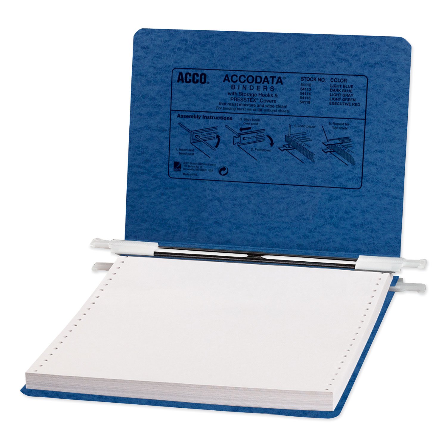628426.jpg Acco PRESSTEX Covers with Storage Hooks, 2 Posts, 6" Capacity, 9.5 x 11, Dark Blue (54113) - Image 1