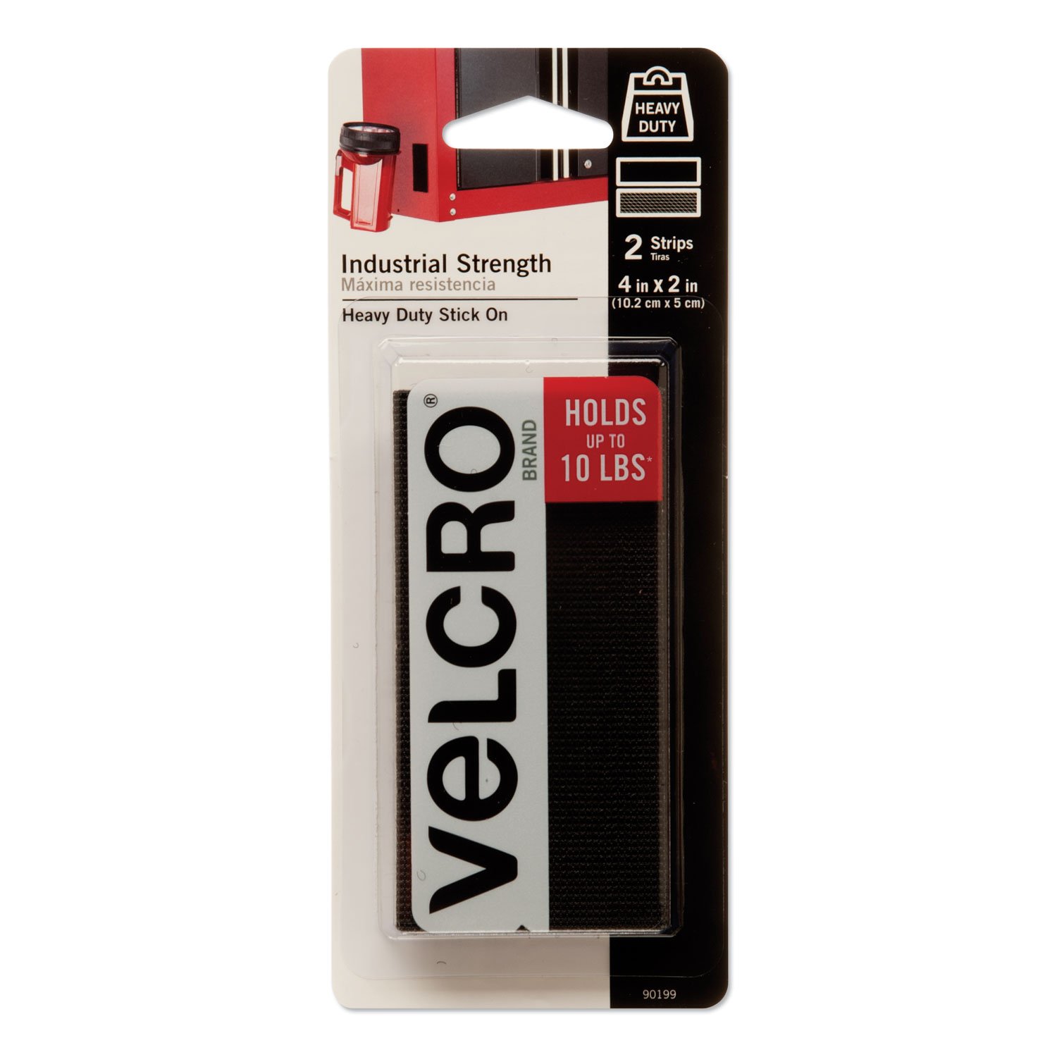 638093.jpg Velcro Industrial-Strength Heavy-Duty Fasteners, 2" x 4", Black, 2/Pack (90199) - Image 1