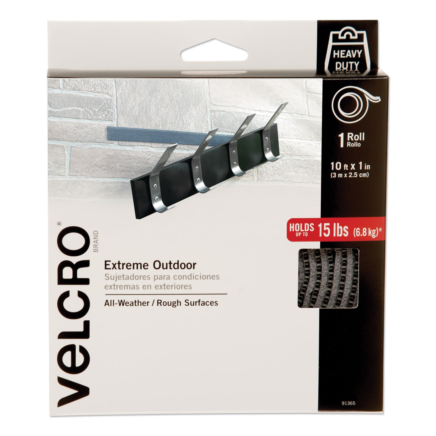 638094.jpg Velcro Heavy-Duty Fasteners, Extreme Outdoor Performance, 1" x 10 ft, Titanium (91365) - Image 1
