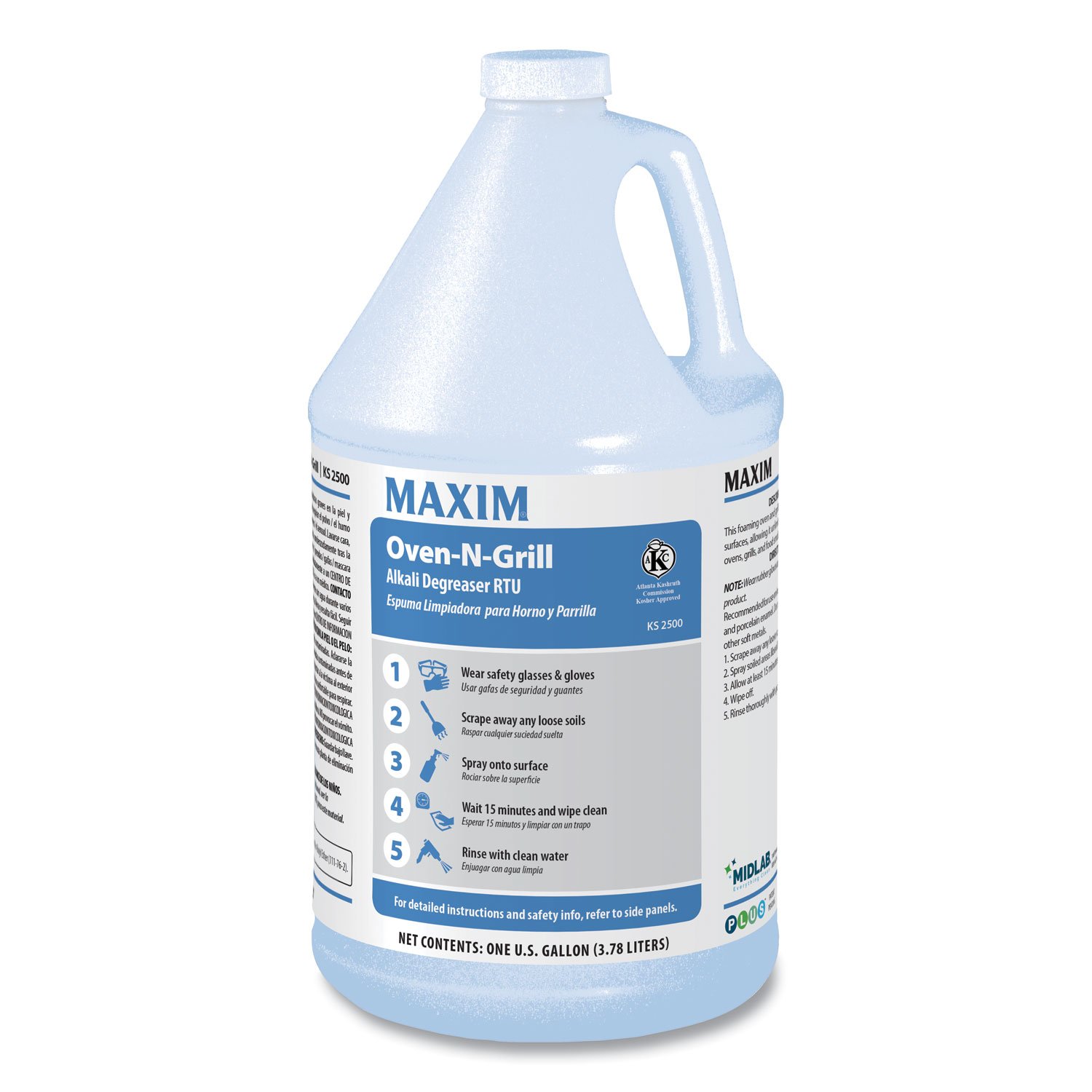 654478.jpg Maxim Oven-N-Grill Alkali Degreaser RTU, Citrus Scent, , 1 gal Bottle, 4/Carton (25000041) - Image 1