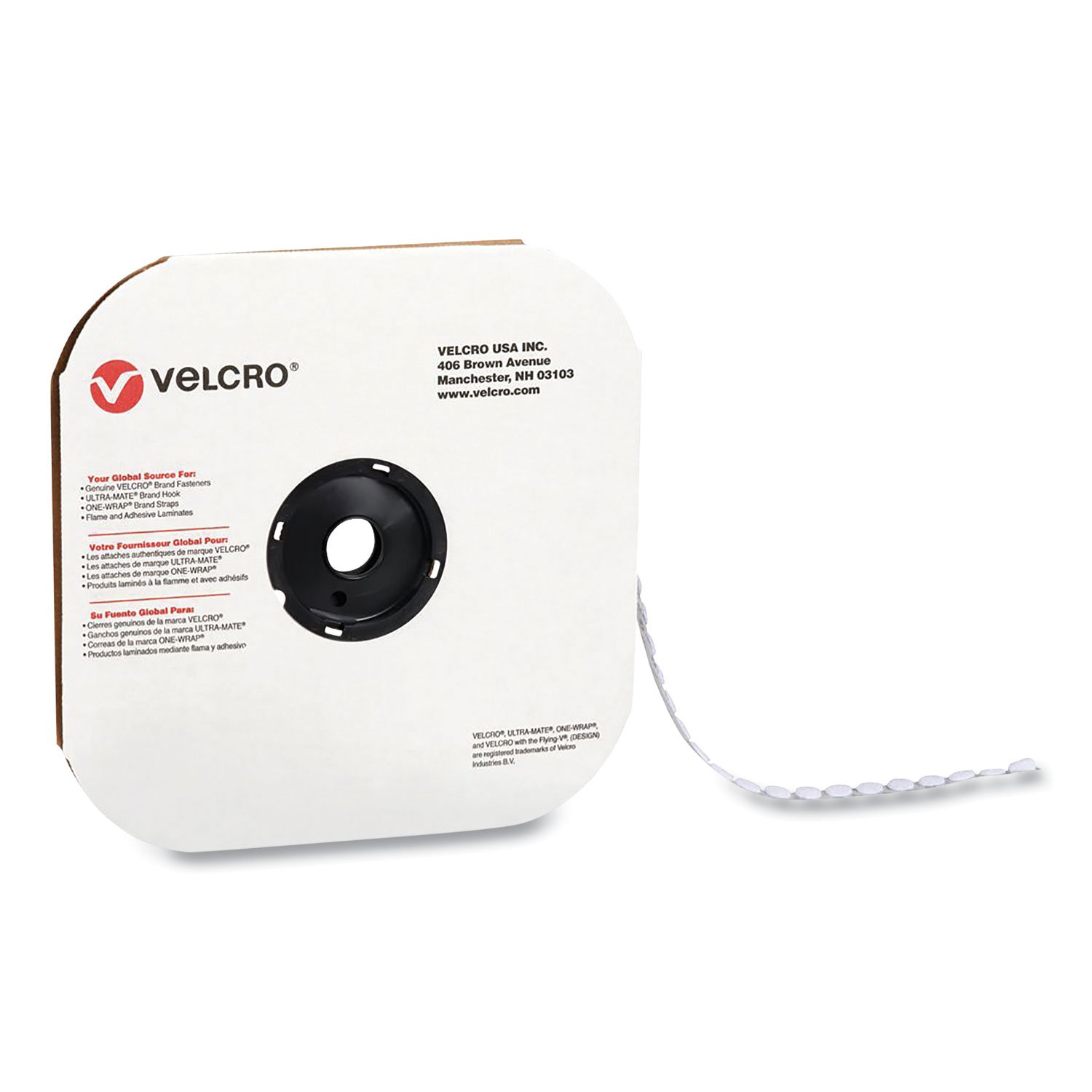 731657.jpg Velcro Sticky-Back Fasteners, Loop Side, 0.5" dia, White, 1,440/Carton (192245) - Image 1