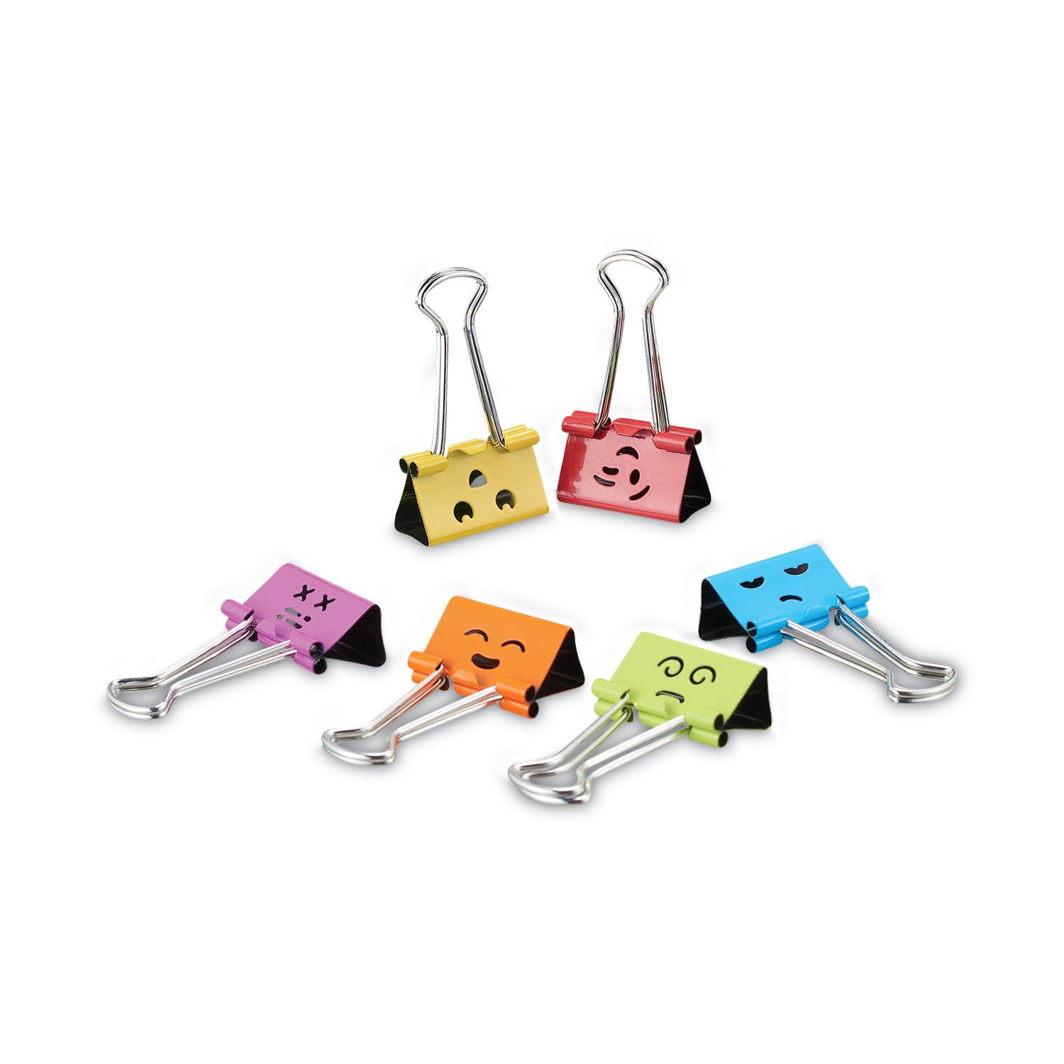 759219.jpg Universal Emoji Themed Binder Clips with Storage Tub, Medium, Assorted Colors, 42/Pack (UNV31031) - Image 1