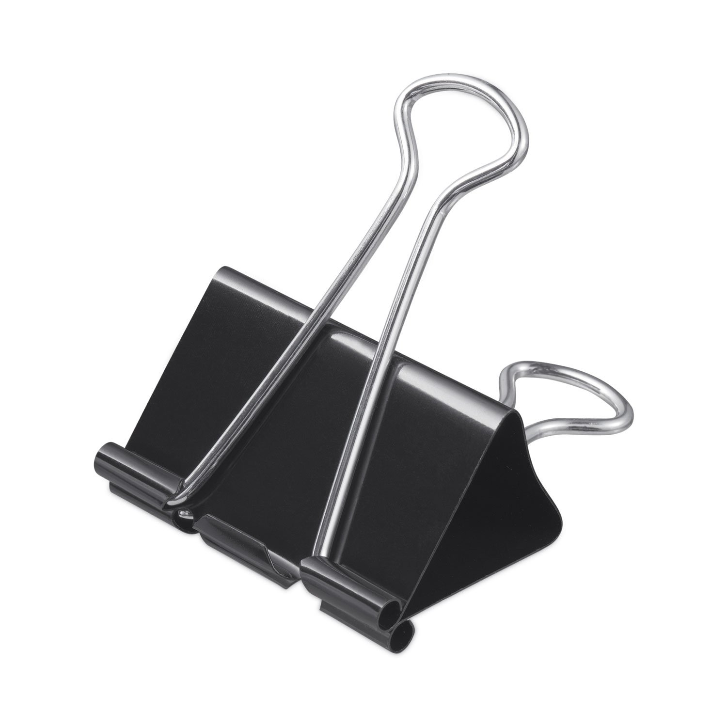 759270.jpg Universal Binder Clips with Storage Tub, Large, Black/Silver, 12/Pack (UNV11112) - Image 1